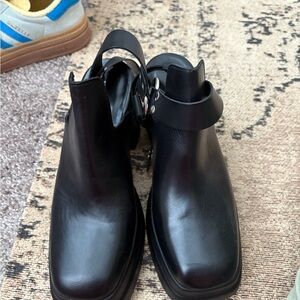 Free People Black Leather Clogs